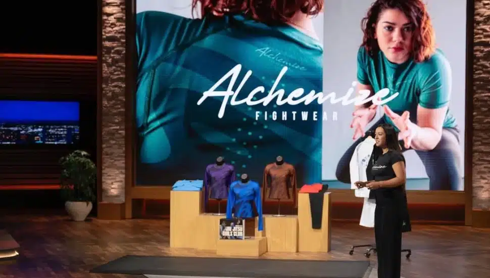 Maya Nazareth pitching her company on Shark Tank.