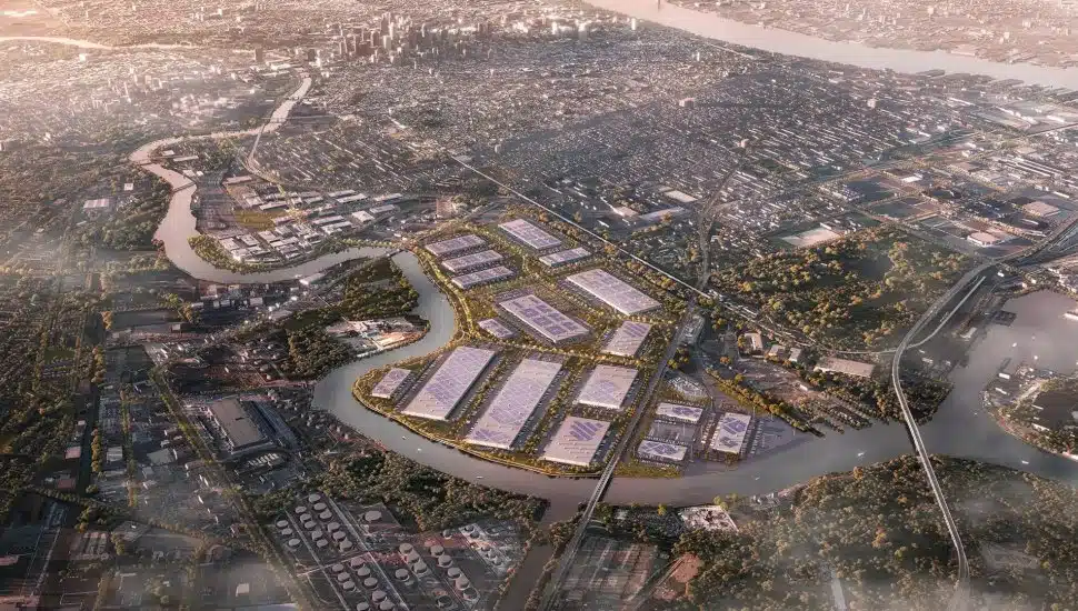 Aerial view of the Bellwether District in South Philadelphia.