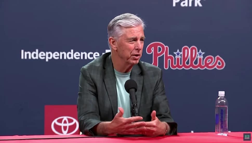 Dave Dombrowski speaking at a press conference.
