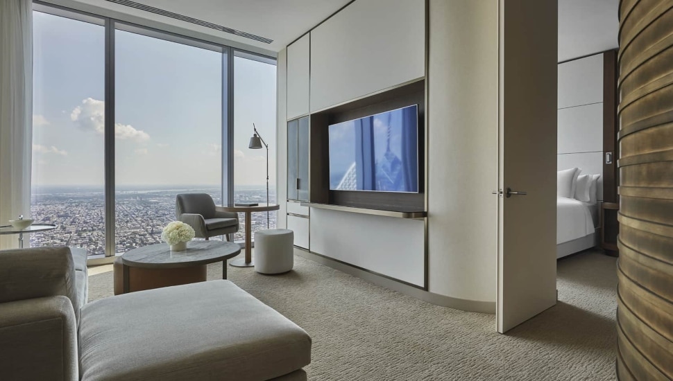 Cityscape suite inside Four Seasons Hotel Philadelphia.
