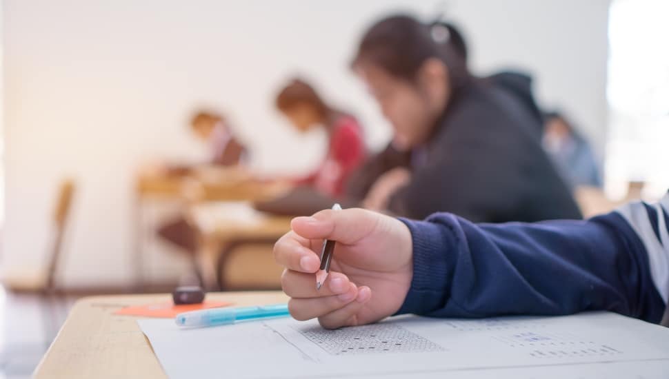 Students taking standardized tests.