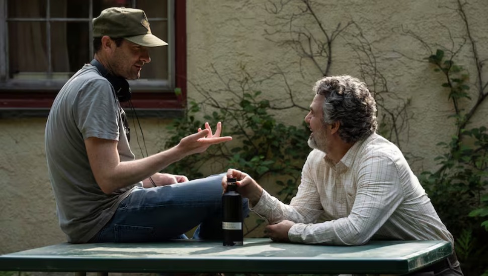 "Task" creator Brad Ingelsby (left) with Mark Ruffalo on the set.