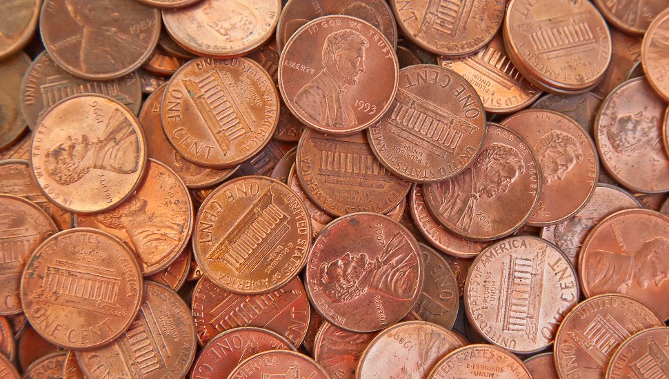 Huge pile of the US pennies