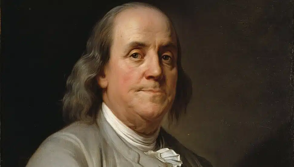 Portrait of Benjamin Franklin painted by Joseph-Siffred Duplessis.