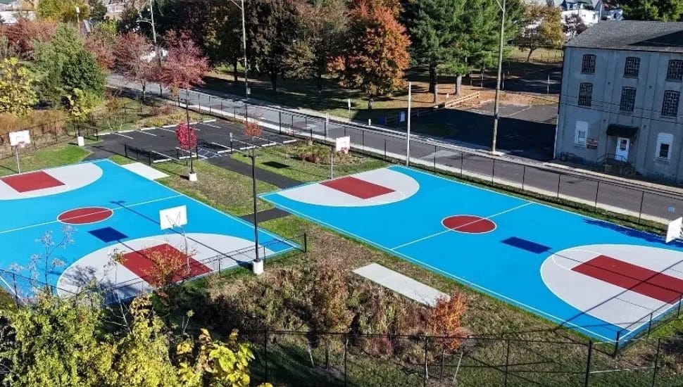 Basketball courts at Cross Street Park.