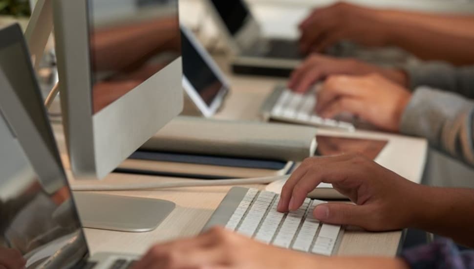 Hands on keyboards.
