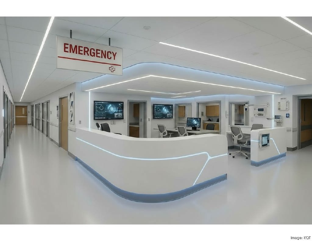 A rendering of a re-imagined emergency department developed by KQT as a potential clinical area upgrade at Taylor Hospital.