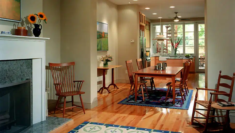 Architect Tony Weber’s renovated home in Queen’s Village in Philadelphia. He drives to his new vacation home near Promised Land State Park in about two hours and 20 minutes.