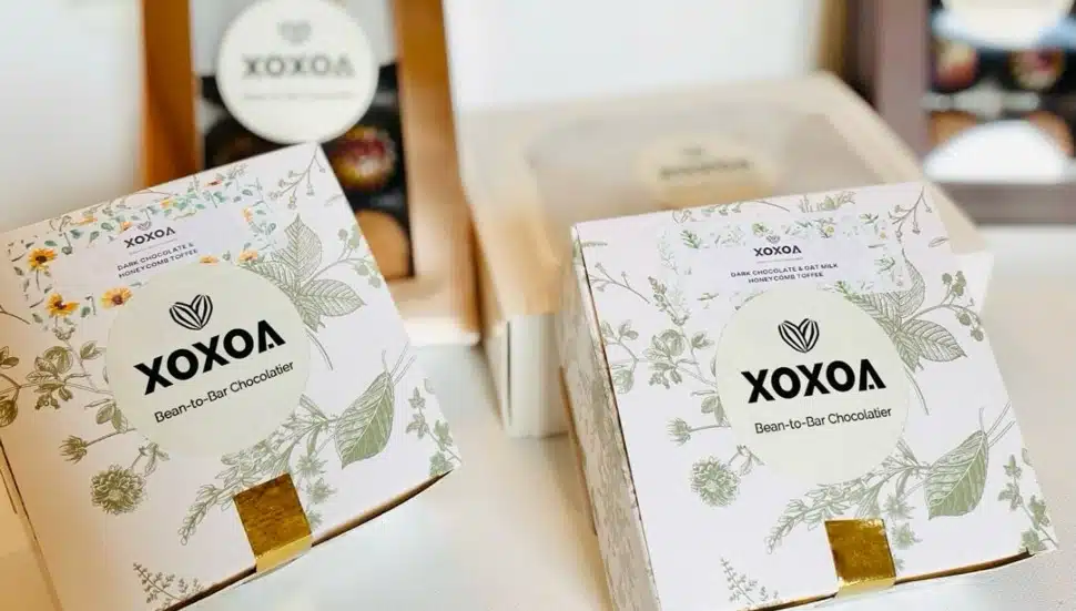 A display of Xoxoa Chocolates.