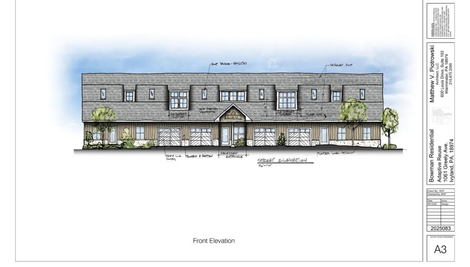 Rendering for apartment complex to be built in Ivyland.