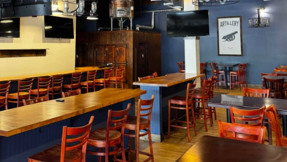 Inside the dining room at Artillery Brewing in Pottstown.