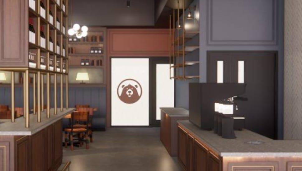 Rendering of Happy Bear Coffee Company.
