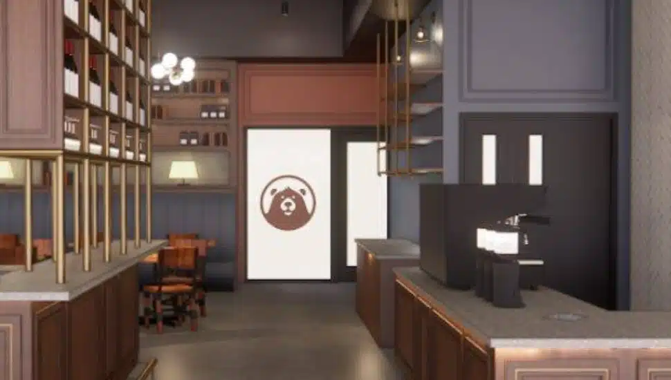 Rendering of Happy Bear Coffee Company.