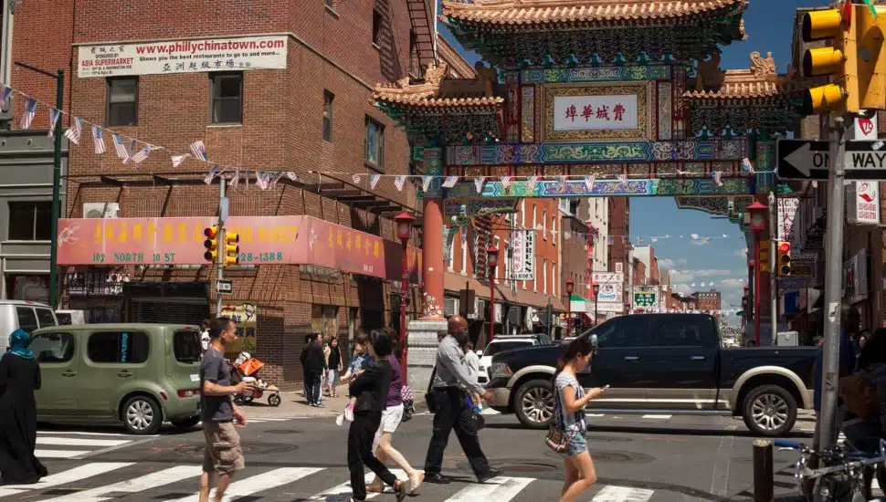 People walking in Philadelphia's Chinatown.