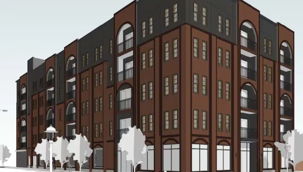 A rendering of the new 46-unit apartment building coming to Germantown.