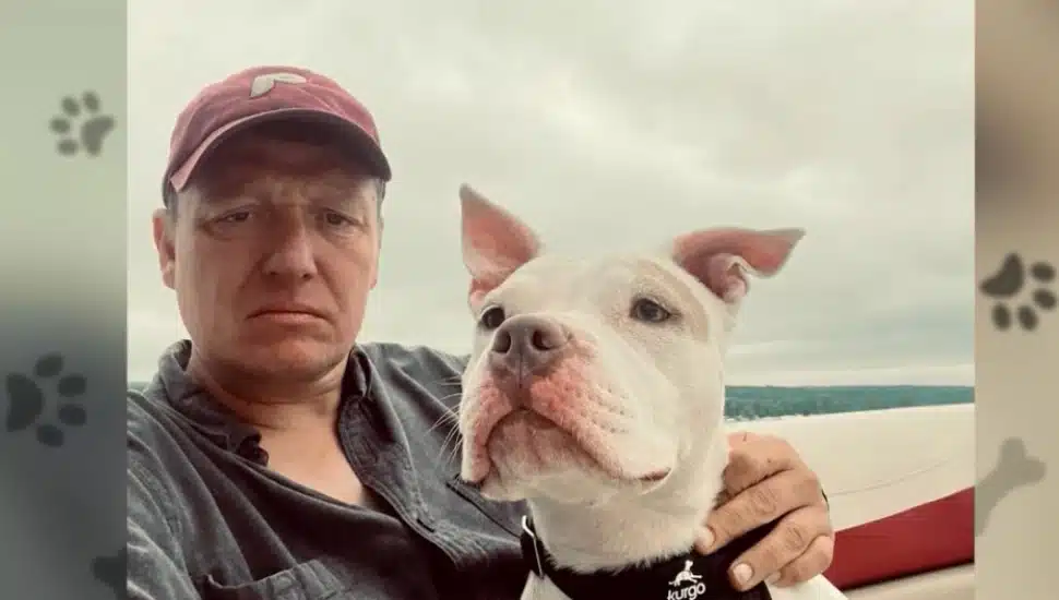 Brian Rademaeker and his pet dog.