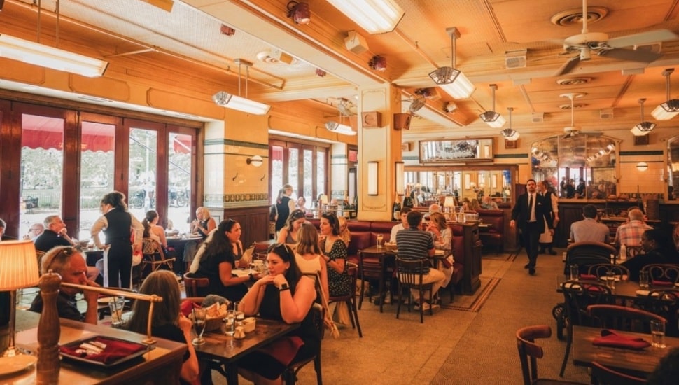 People enjoying meals inside Parc.