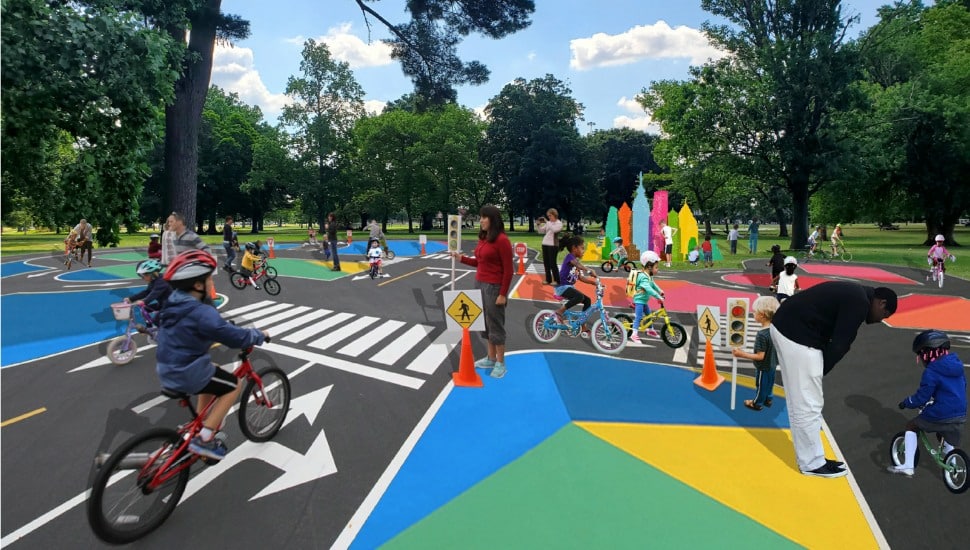 Children and caregivers having fun in a play space.