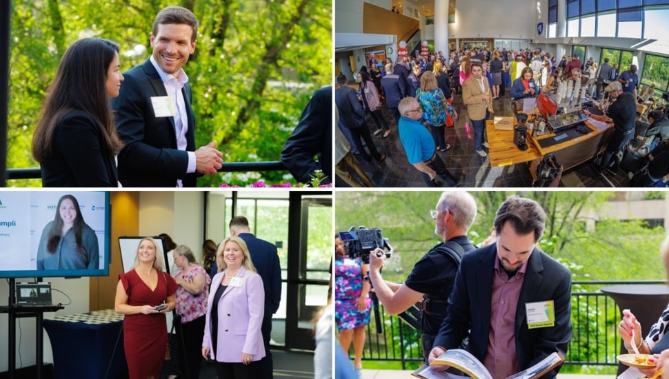 Photo collage of awards reception.