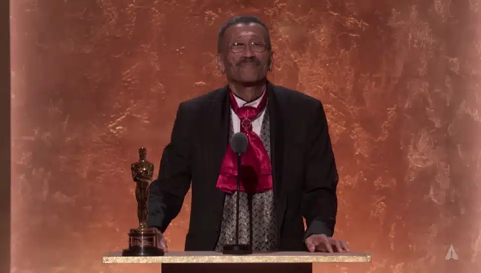 Wynn Thomas at the podium during his acceptance speech.