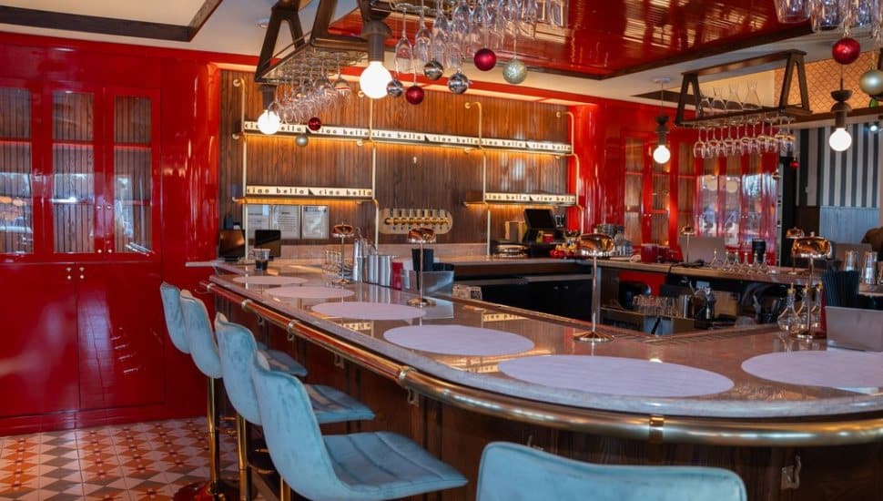The interior of Test Rossa Italian restaurant.