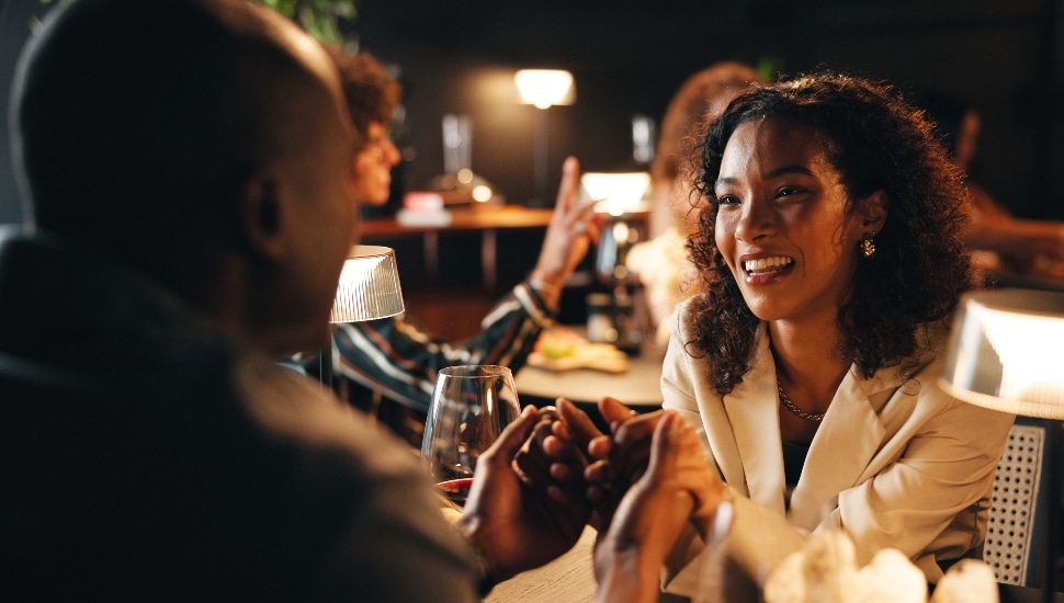 A couple enjoying a romantic dinner