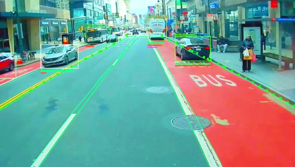 Camera tracking the road.