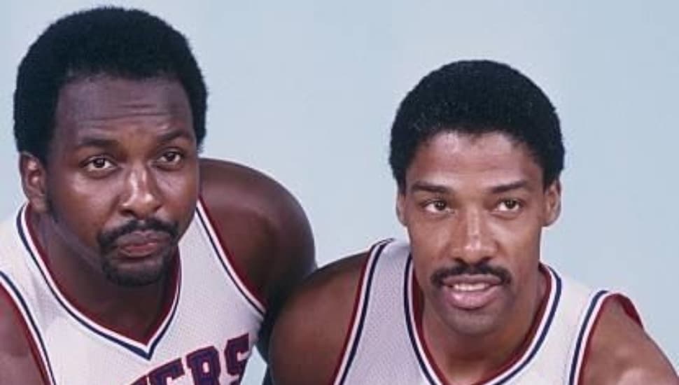 Moses Malone and Julius Erving, while members of the Sixers.
