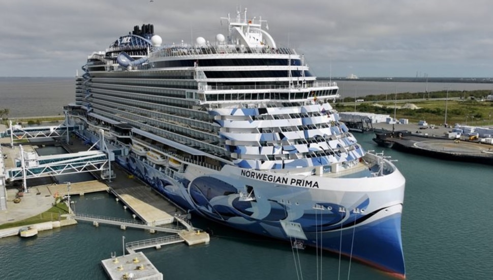Norwegian Cruise Line Ship in port.