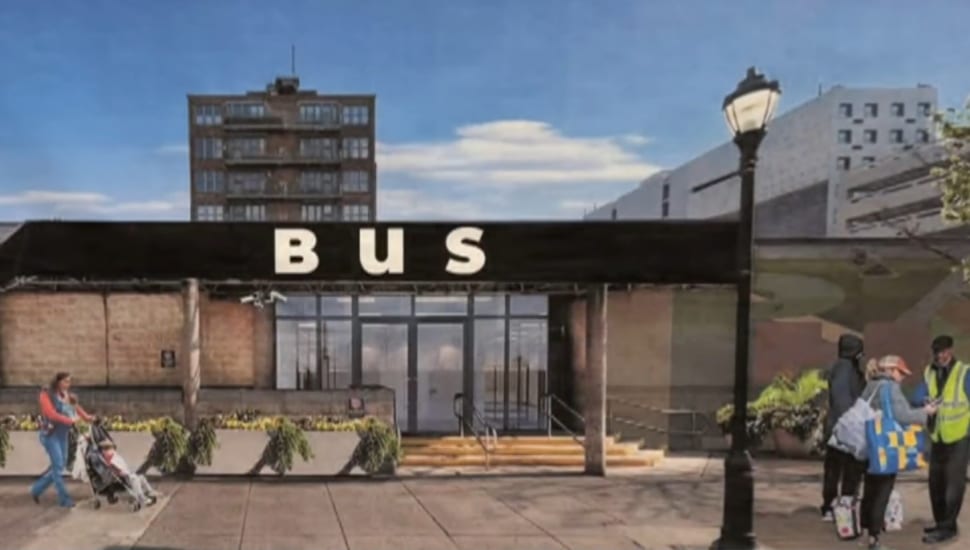Philadelphia intercity bus terminal rendering.