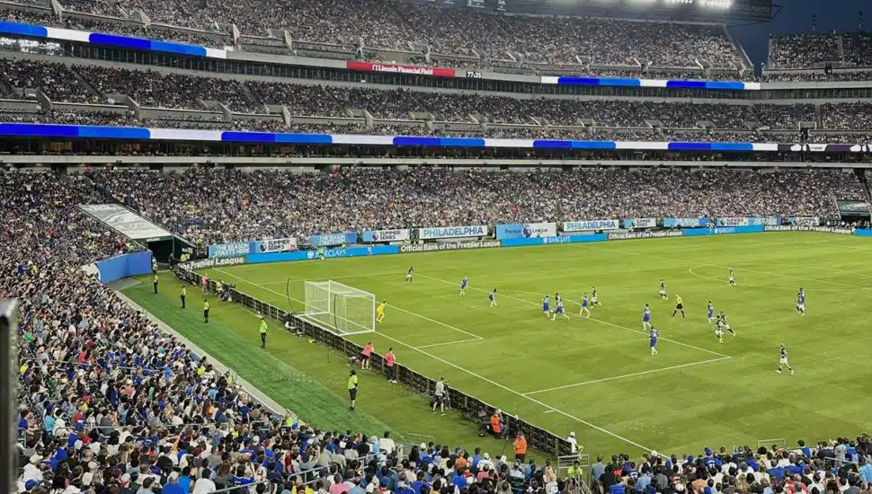 Soccer match at the Linc.