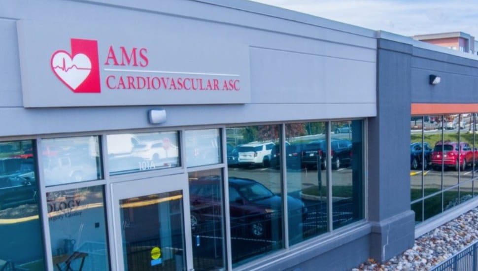 Out front of the AMS Cardiovascular Center in Horsham.