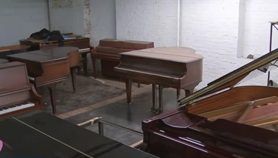 Pianos inside Cunningham Piano Company.
