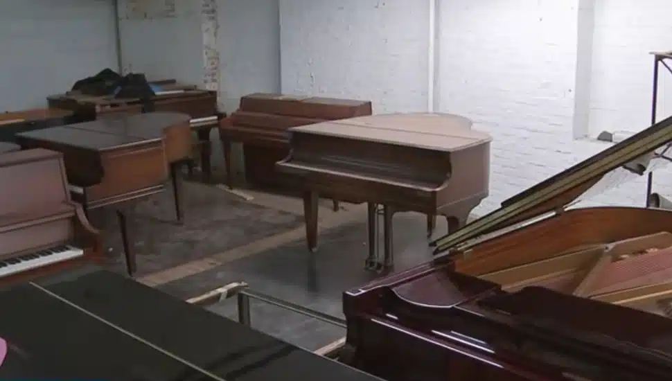 Pianos inside Cunningham Piano Company.