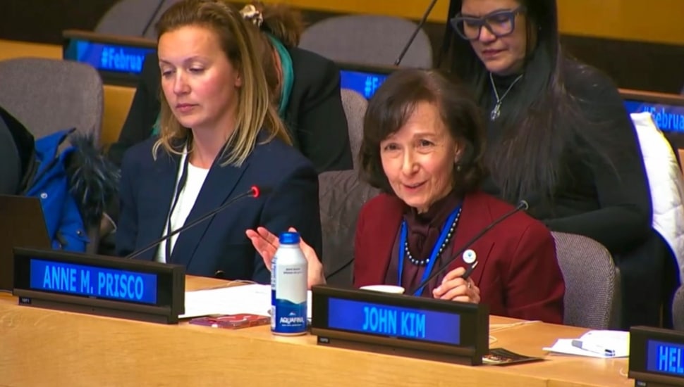 College president speaks at United Nations.
