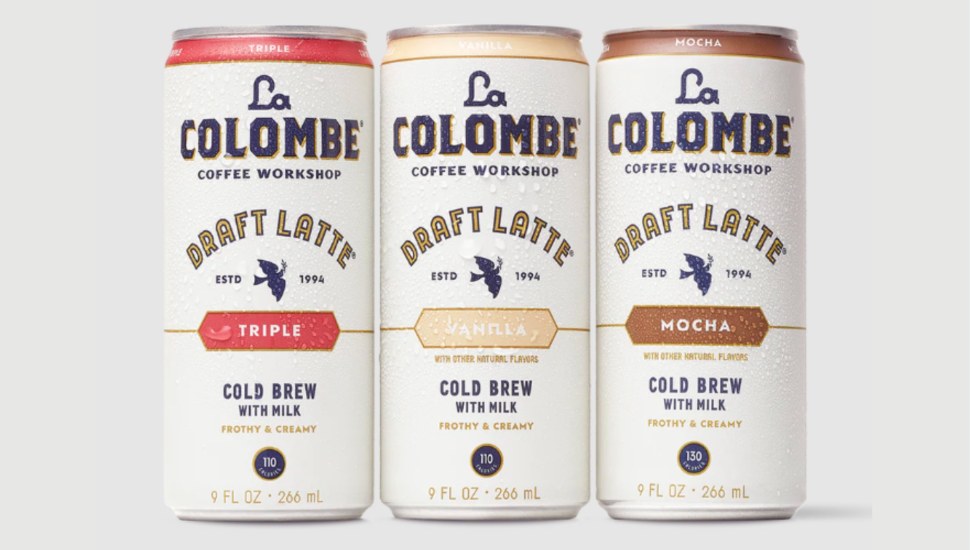 Three of La Colombe's ready-to-drink canned latte flavors.