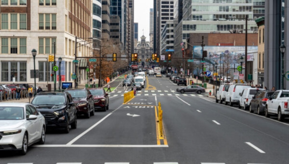 Market Street road with cars.