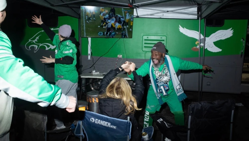 Philadelphia Eagles fans watching a game.