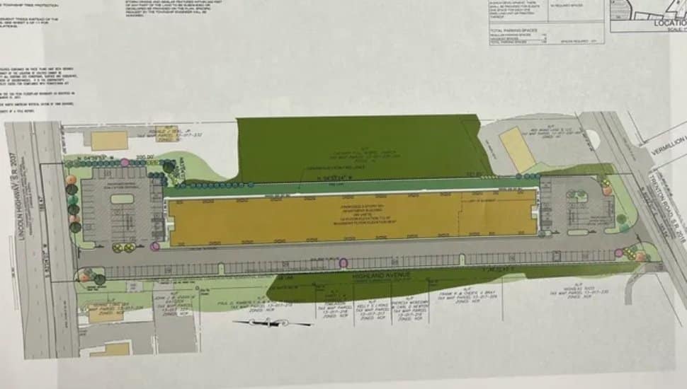 Site plan for condos on Lincoln Highway.