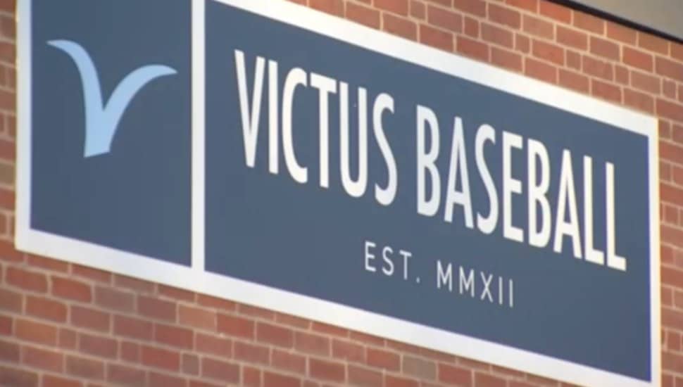 A sign for Victus Sports stands against its King of Prussia headquarters.