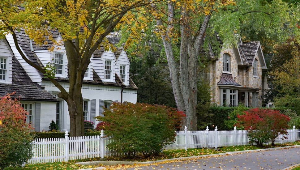 Homes on a suburban street.