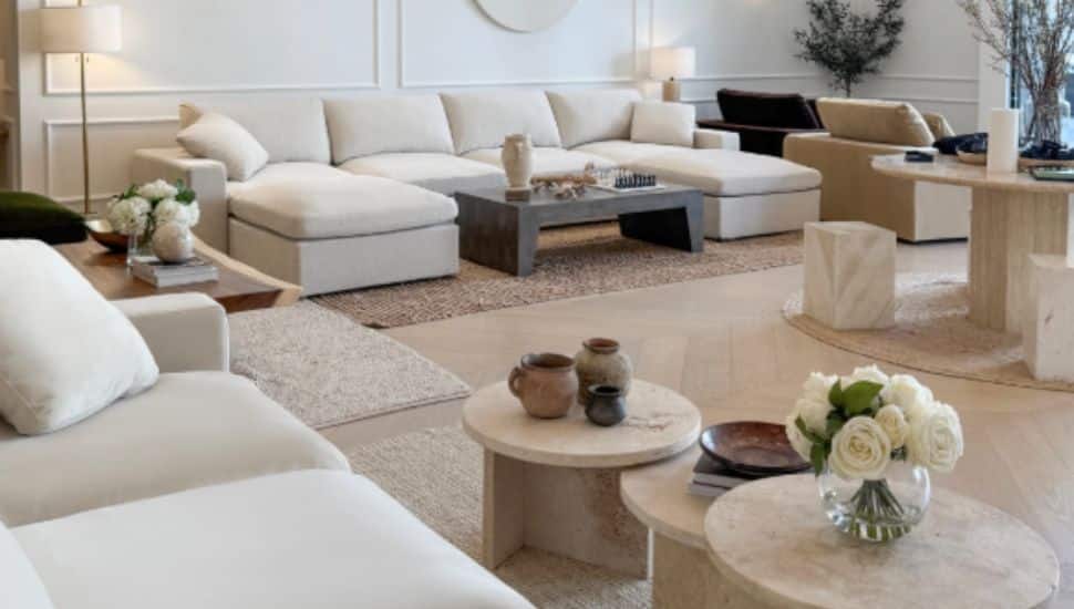 A showroom displaying the 7th Avenue modular sofa.