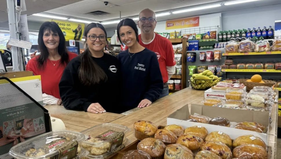 The Travers family at the Travers Food Market. Shown are Donna and David Travers with daughters Brianna, left, and Christina in the black shirts.