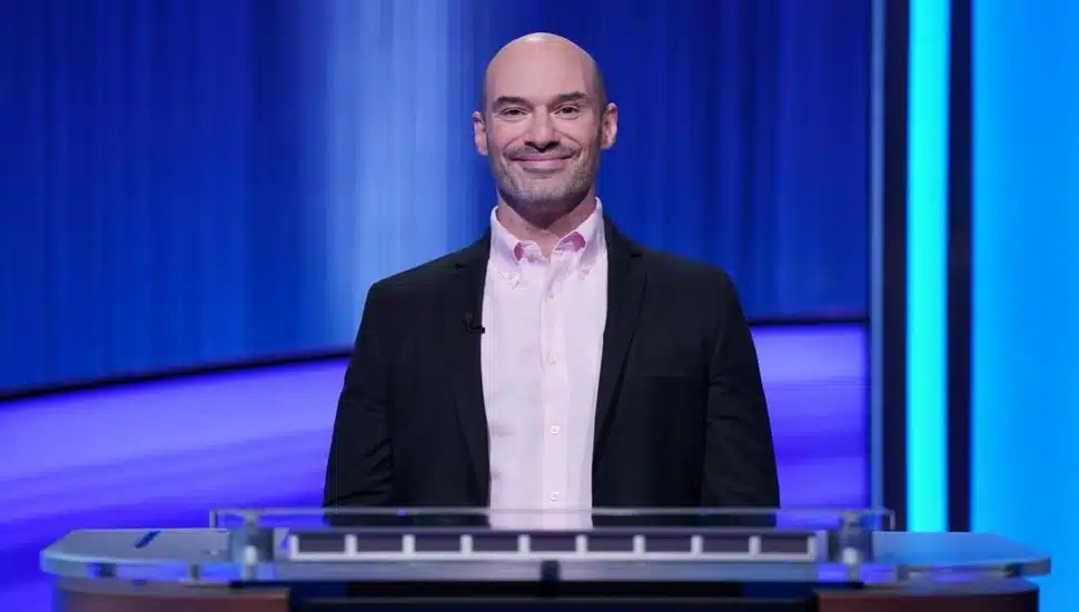 Greg Shahade on the Jeopardy! set.