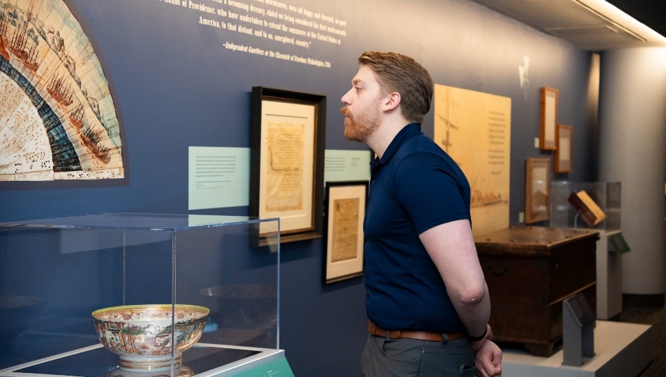 Man looking at exhibit.