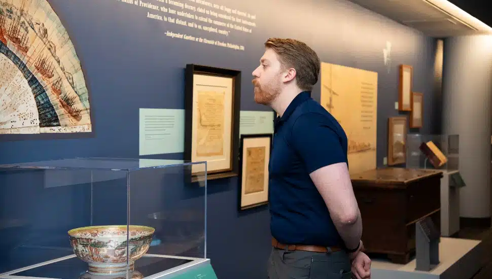 Man looking at exhibit.