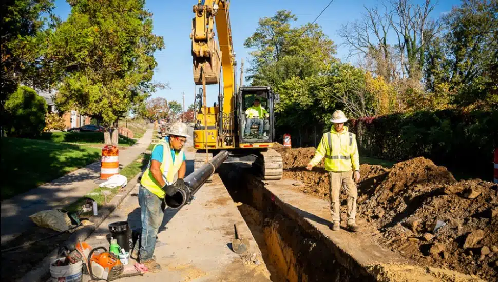 Philadelphia Water Department doing construction work.