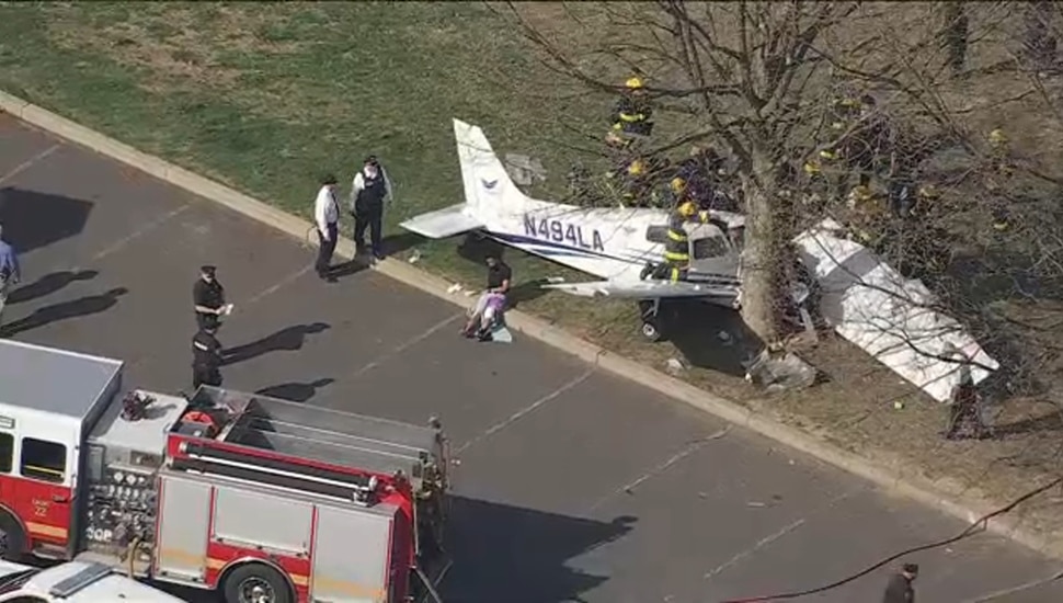 Plane crash near a tree in Northeast Philadelphia.