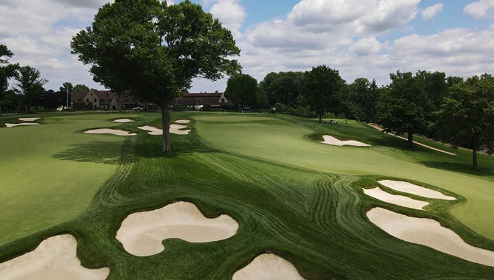 Aronimink Golf Club course with main building in the background.