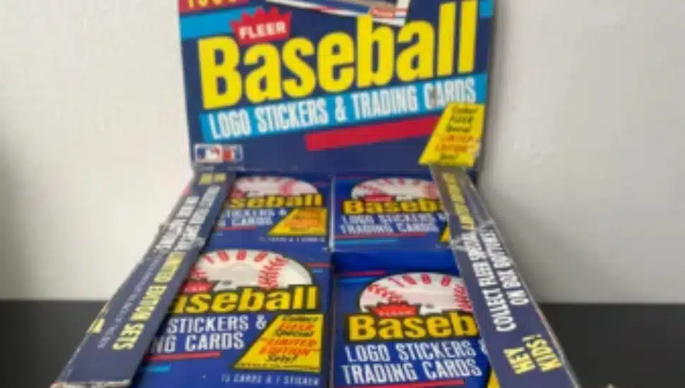 Fleer Baseball cards in a box.